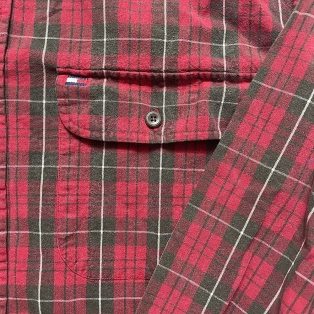 Vtg Tommy Hilfiger Shirt Plaid Red Green Long Sleeve Cotton Button Down Sz‎ M - Picture 2 of 6